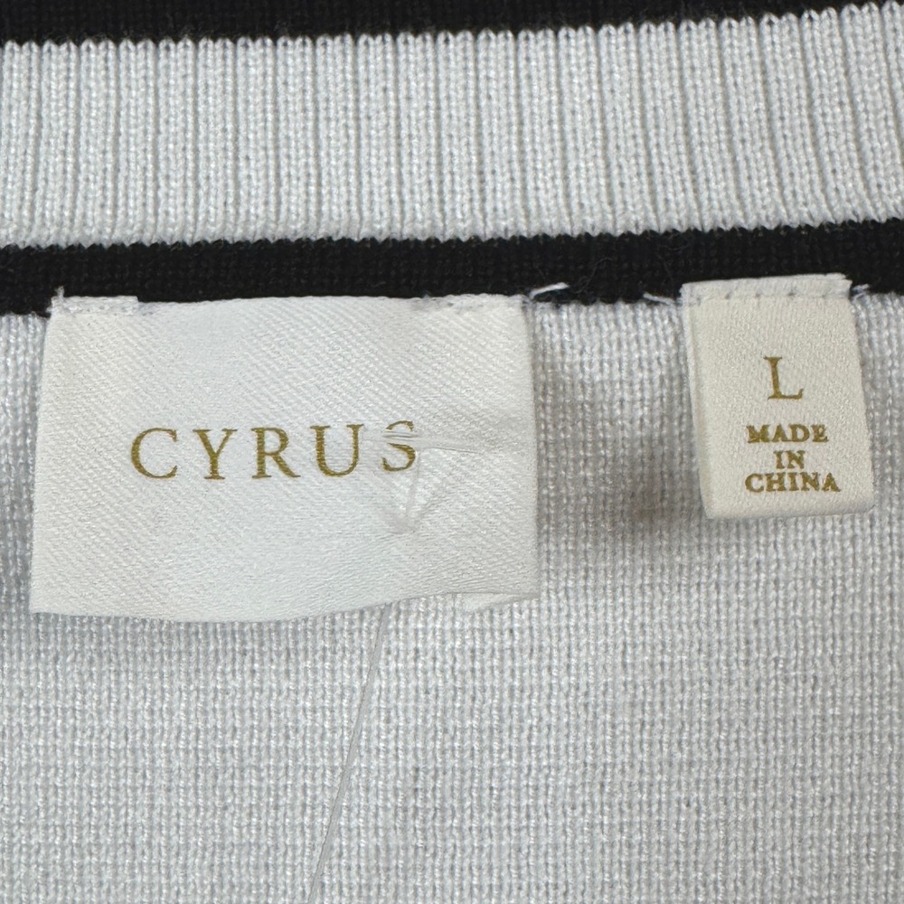 NWT Cyrus Cardigan Sweater Women Large Bone White Black V-Neck Button Front - Picture 2 of 12
